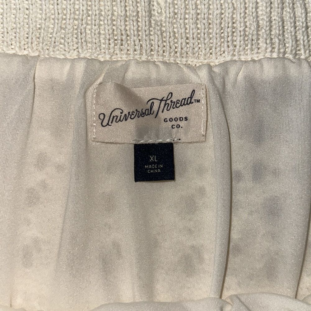 UT XL Cream Openwork Midi Sweater Crochet Knit Scalloped Drawstring Skirt - Picture 12 of 16